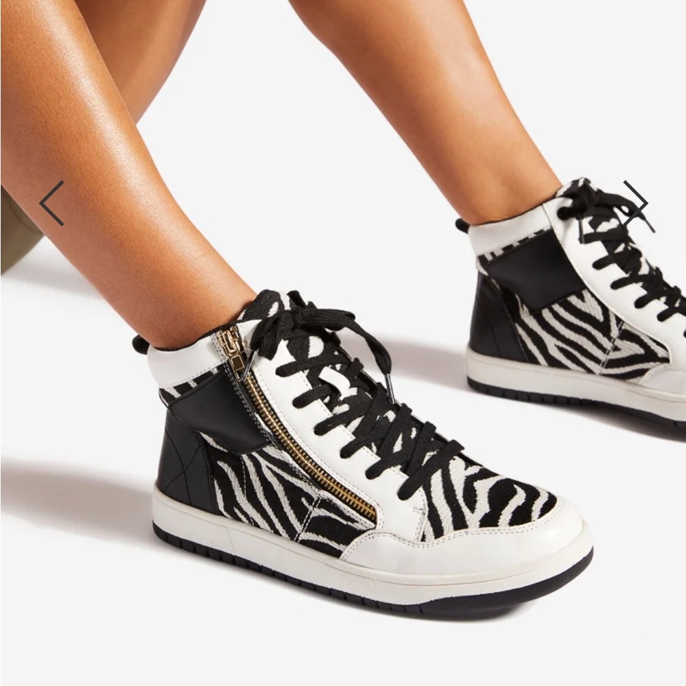 Womens Zebra Style High Top Sneakers
